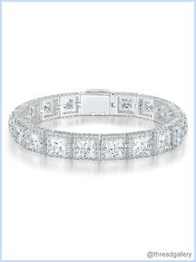 18K White Gold Plated Iced Out Tennis Bracelet Men Women